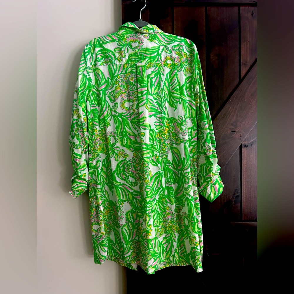 Lilly Pulitzer Tunic cotton shirt dress gold buttons LIKE NEW style#93217